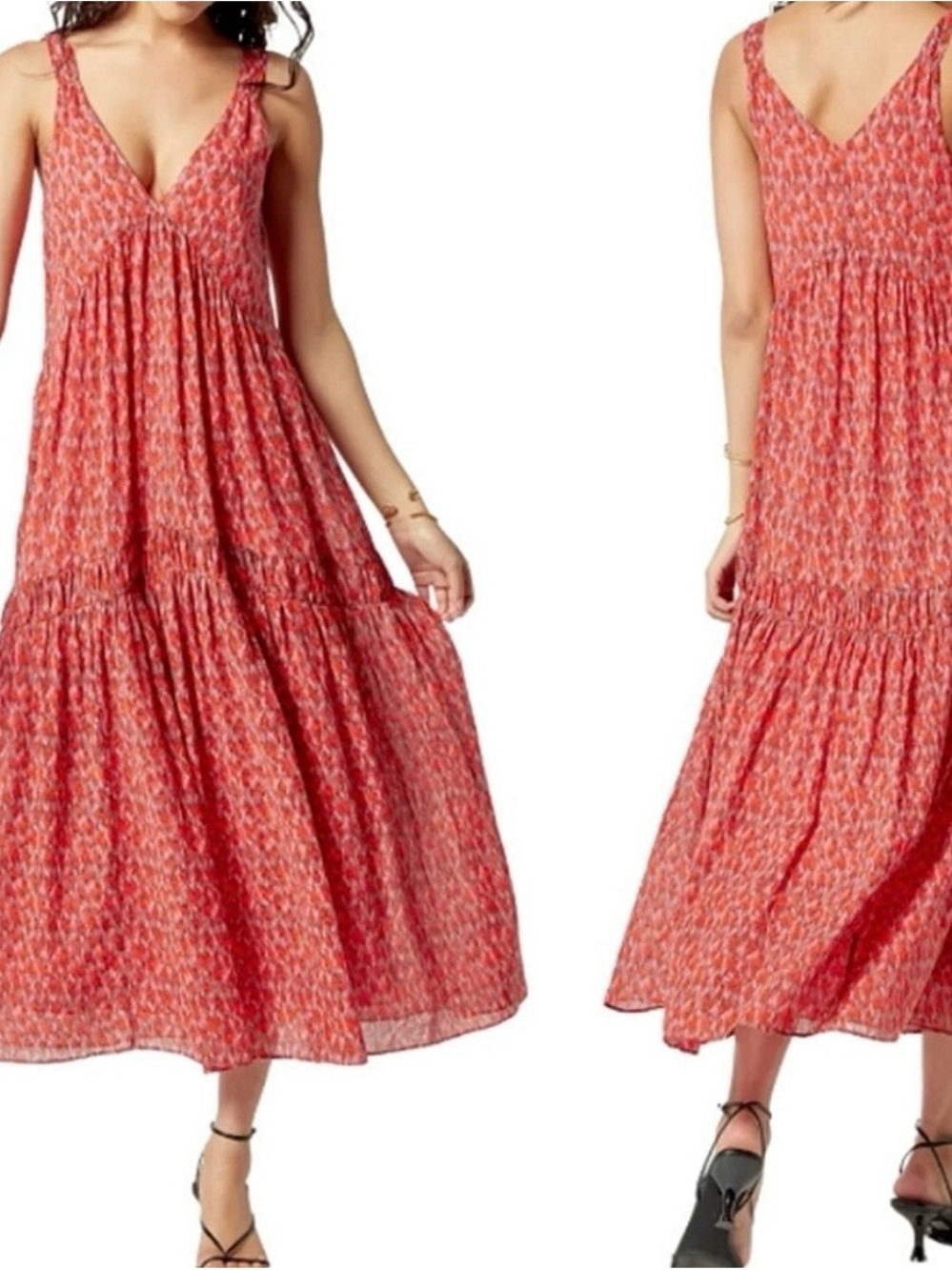 Joie Tea Rose Cotton Tiered Maxi Dress Size XL Cottagecore Prairie Boho